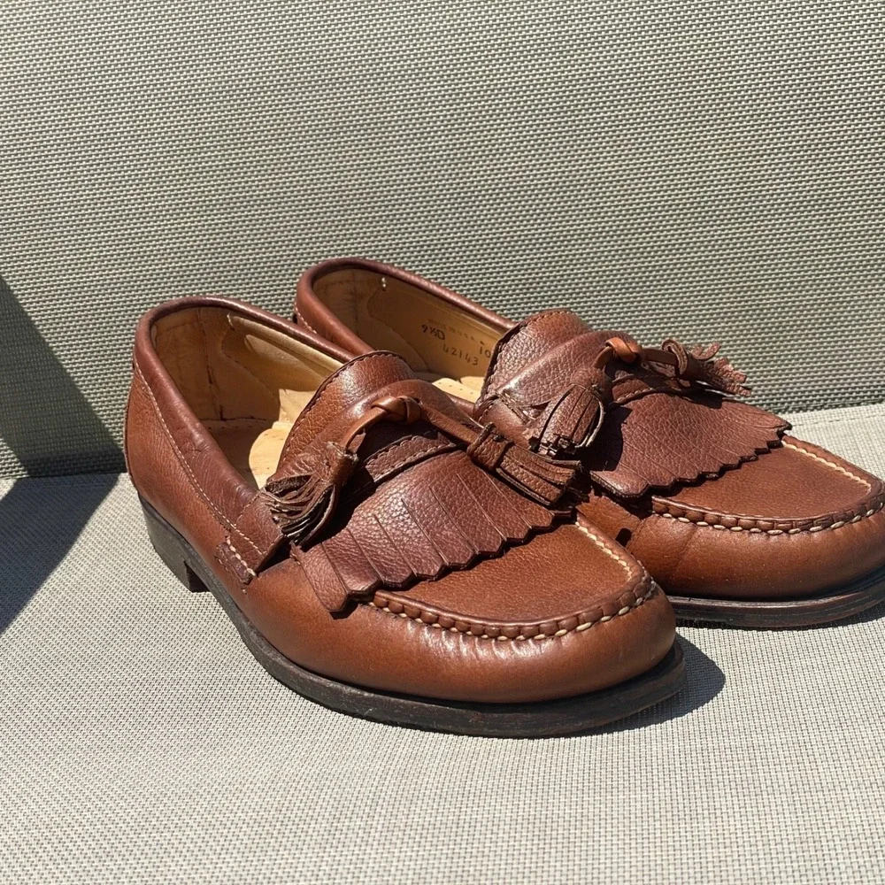 Allen Edmonds Danforth Mens Brown Leather Tassel Kiltie Loafers Size 9.5 D